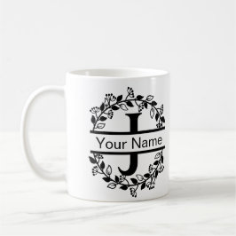 Blomstera alfabet med namn anpassad monogram kaffemugg