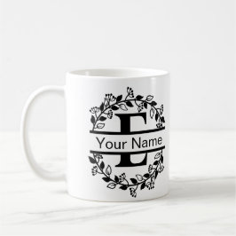 Blomstera alfabet med namn anpassad monogram kaffemugg