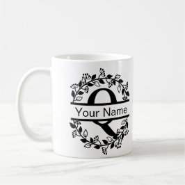 Blomstera alfabet med namn anpassad monogram kaffemugg