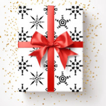 Blomsterad och vit snöflingad jul