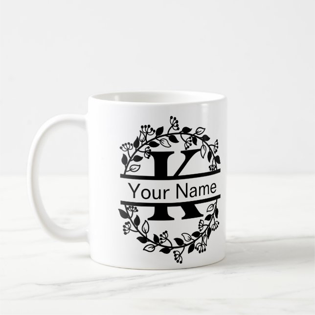 Blomsteraffär med namn anpassad monogram kaffemugg (Vänster)