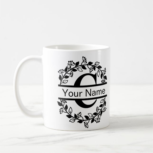 Blomsteraffär med namn anpassad monogram kaffemugg (Vänster)