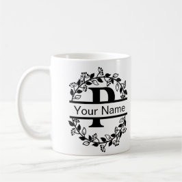 Blomsteraffär med namn anpassad monogram kaffemugg