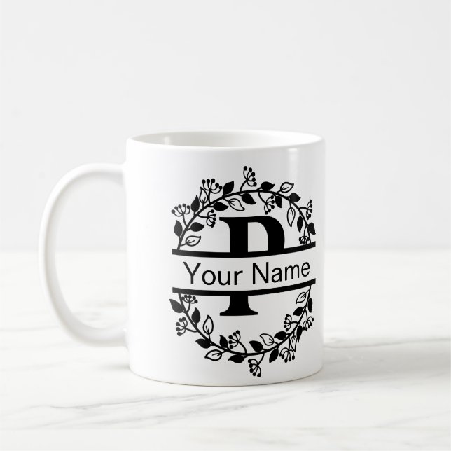 Blomsteraffär med namn anpassad monogram kaffemugg (Vänster)