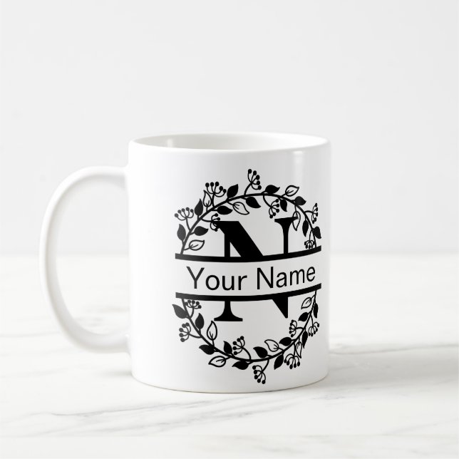 Blomsteraffär med namn anpassad monogram kaffemugg (Vänster)