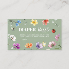 Blomsterälskande Baby Shower Blöja Lotteri Tilläggskort