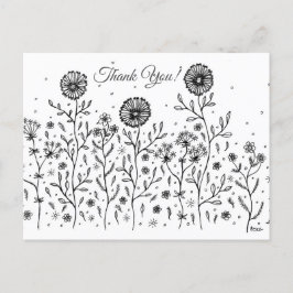 Blomsteräng Linje Konst Tack! Vykort