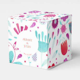 Blomsteräng Vattenfärg Teal Bröllop Presentaskar