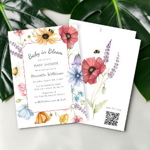 Blomsterängsbi Baby Shower Svarsmarkering önskas Inbjudningar
