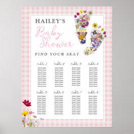 Blomsteravtryck Baby Shower Sittplatsschema Affisc Poster