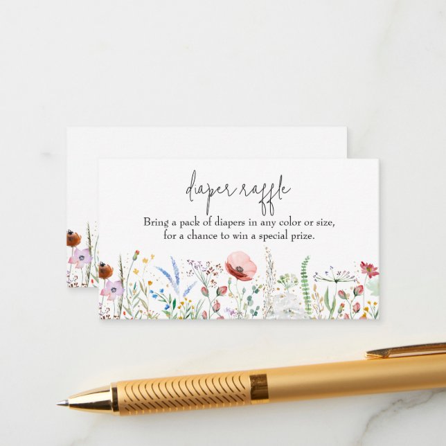 Blomsterbaby Baby Shower Blöja Lotteri Tilläggskort (Fram/Back In Situ)