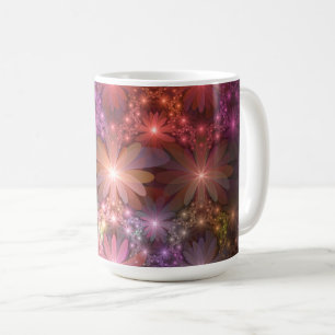 Blomsterbädd Färgrik Blank Abstrakt Fraktal Konst Kaffemugg