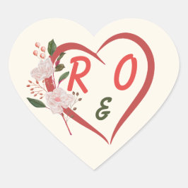 Blomsterbåge Redigerbar Bröllopsinbjudan Klistermä Hjärtformat Klistermärke