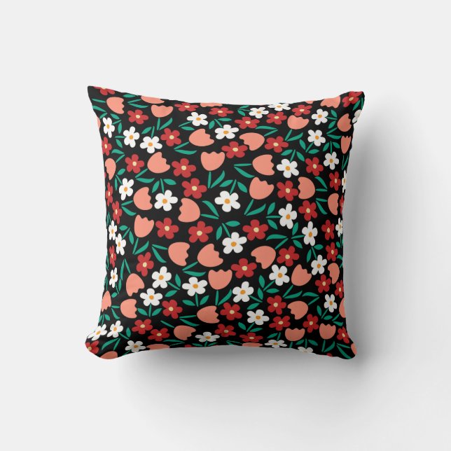 Blomsterbakgrund Fyrkantig Kudd Kudde (Framsida)