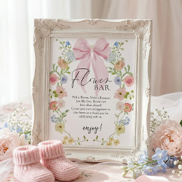 Blomsterbar Babyshower-skylt Poster