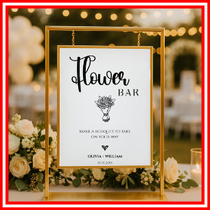 Blomsterbar Bröllopsbar Skylt Skrift Skylt