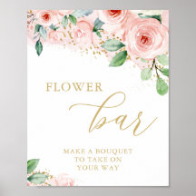Blomsterbar, Rosa och Guld Blommig Bröllopsdusch