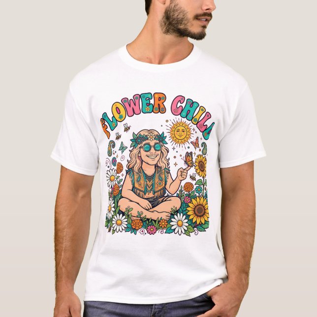Blomsterbarn Hippie T Shirt (Framsida)