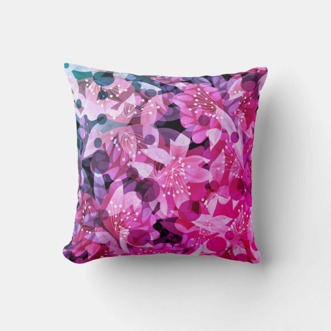 Blomsterbeige gult orange blommigt Blinblommor fl Kudde (Framsida)