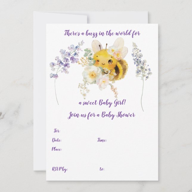 Blomsterbi-inbjudan Inbjudningar (Framsida)