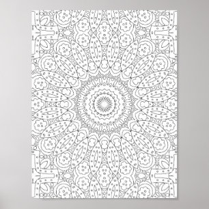 Blomsterbladsmosaik Mandala Färgsidesdesign Poster