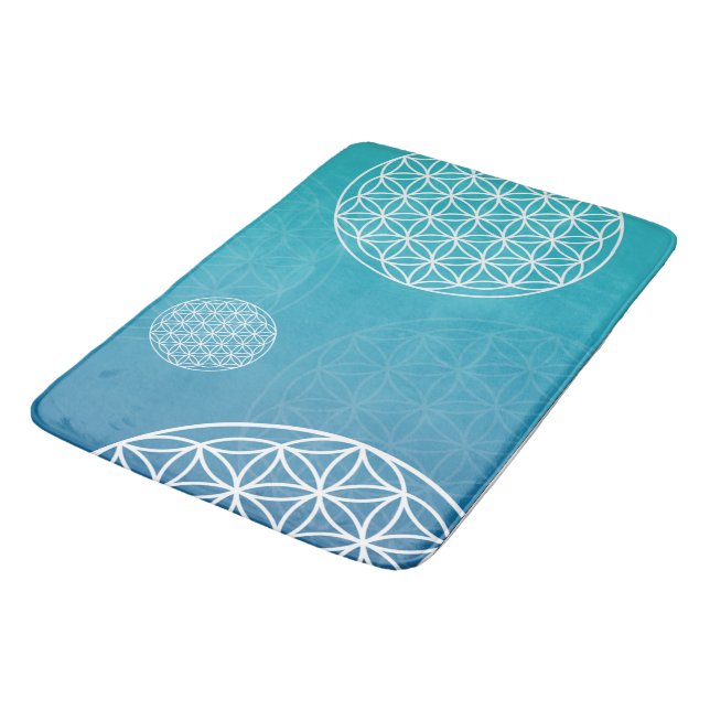 Blomsterblått / turkos Badematte Badrumsmatta (Vinklad)