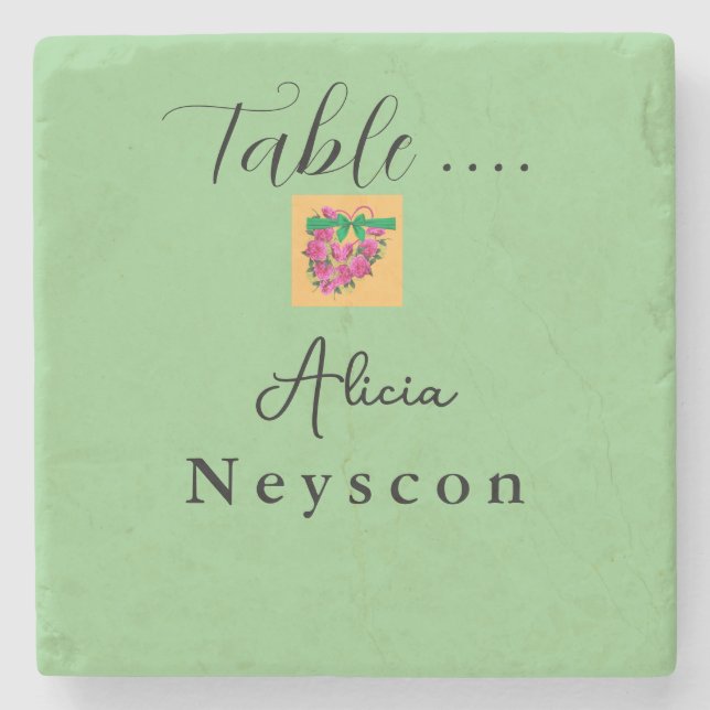 Blomsterblommor i grönten Bröllop Stenunderlägg (Framsidan)