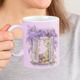 Blomsterblommor lavender monogram kaffemugg