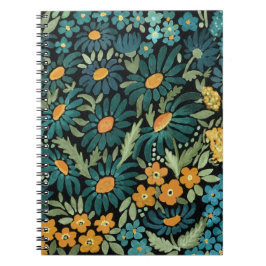 Blomsterblommor med vattendjupfärg, ljus hand ploc anteckningsbok