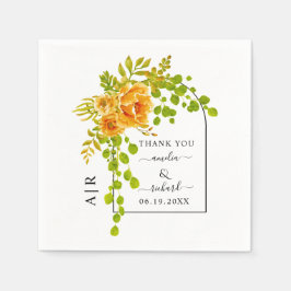 Blomsterblommor, pärlor och monogram faller bröllo pappersservett