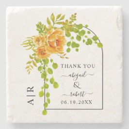 Blomsterblommor, pärlor och monogram faller bröllo stenunderlägg