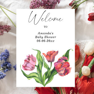 Blomsterblommor Välkomstbabyduschen party Poster