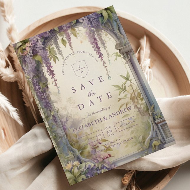 Blomsterbröllop med Wisteria valv Spara Datumet (Skapare uppladdad)