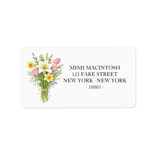 Blomsterbukett adressetiketter (Framsidan)