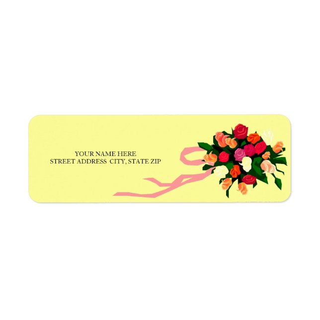 Blomsterbukett adressetiketter returadress etikett (Framsidan)