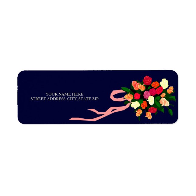 Blomsterbukett adressetiketter returadress etikett (Framsidan)
