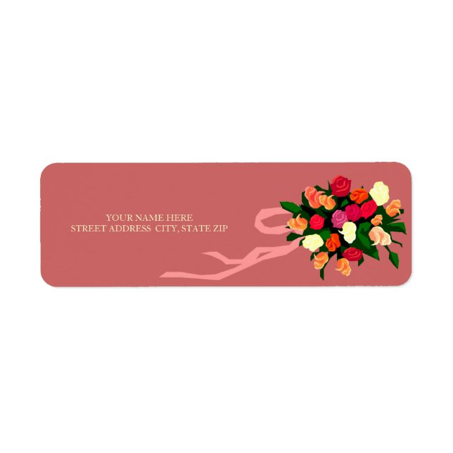 Blomsterbukett adressetiketter returadress etikett (Framsidan)