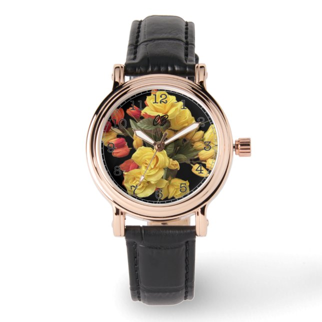 "Blomsterbukett" Armbandsur (Framsida)