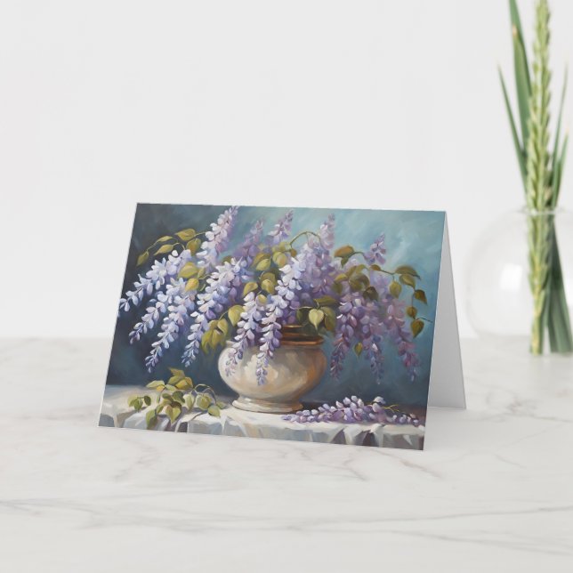 Blomsterbukett av Wisteria i vas  Kort (Framsida)