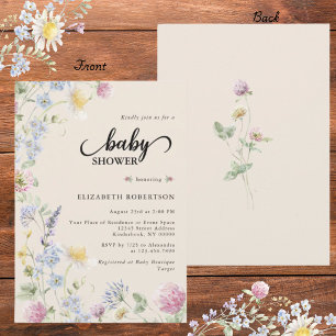 Blomsterbukett Baby Shower Inbjudan