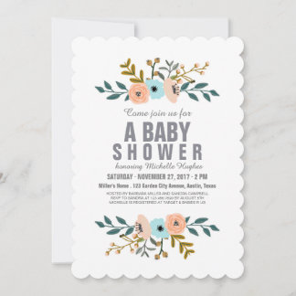 Blomsterbukett Baby Shower Inbjudningar