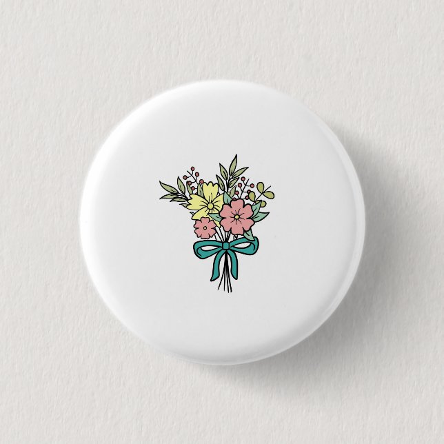 Blomsterbukett, blom-, färgrik knapp (Framsida)