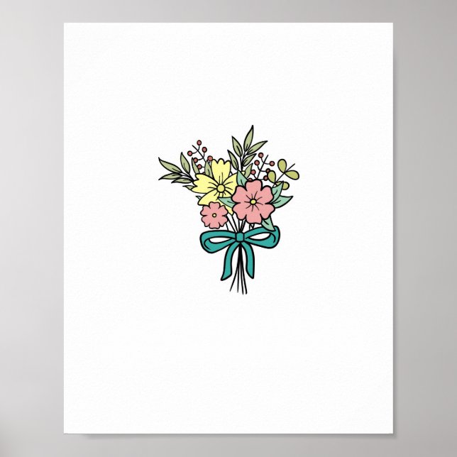 Blomsterbukett, blom-, färgrik poster (Framsidan)