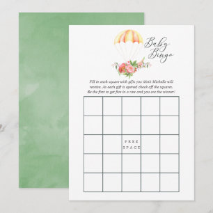 Blomsterbukett Fallskärms Baby Shower Bingo Inbjudningar