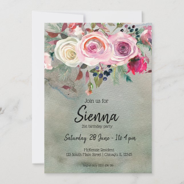 Blomsterbukett för alla tillfällen inbjudningar (Framsida)