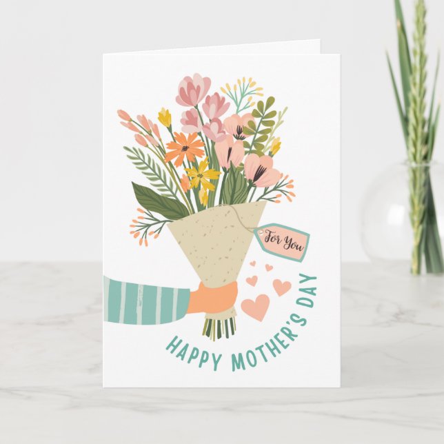 Blomsterbukett Glad mors dag Kort (Framsida)