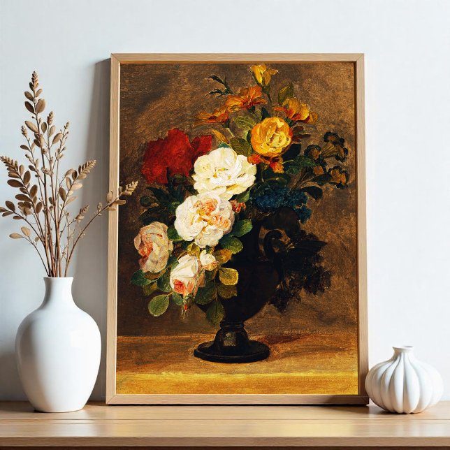 Blomsterbukett i antikt vas fototryck (Skapare uppladdad)