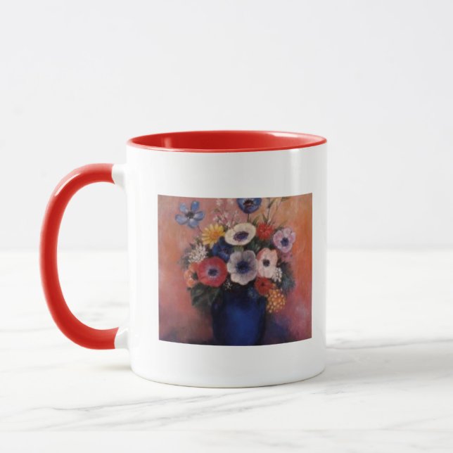 Blomsterbukett-i-en-blå-vas-Odilon Redon Mugg (Vänster)