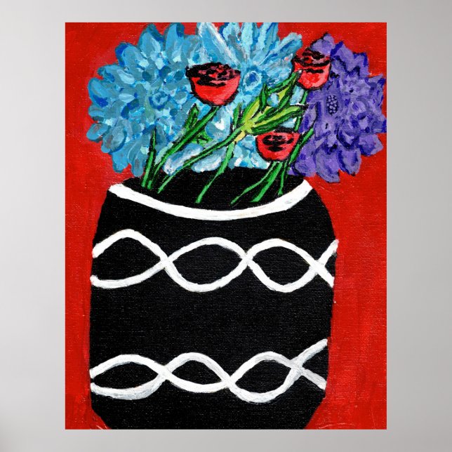 Blomsterbukett i vas (halvblank) tryck (Framsidan)