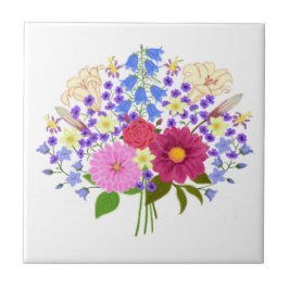 Blomsterbukett Kakelplatta